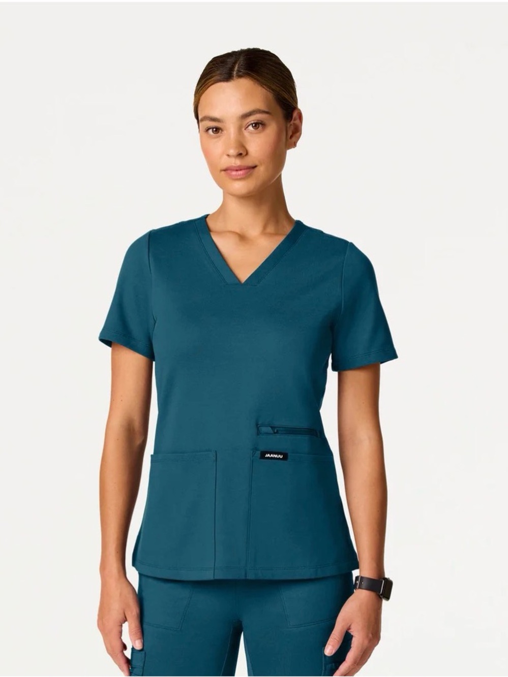 Jaanuu Teal V-Neck Short Sleeve Scrub Top
